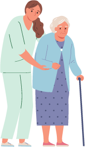 Illustration of a support worker assisting a participant